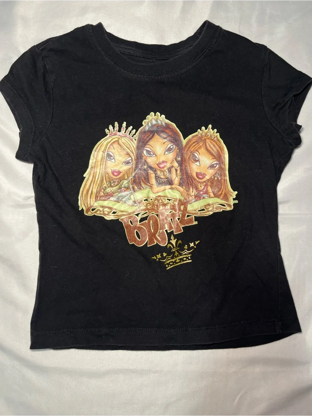 Y2K Bratz Black Graphic T-Shirt Girls Size XS Short Sleeve Yasmin